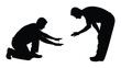 © MDSAEEM - Two figures in silhouette one kneeling one reaching out a helping hand