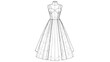 © FARUK - A minimalist line art illustration of a sleeveless evening gown on transparent background