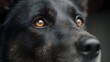 © Thares2020 - Intimate close up portrait of a black dog s intense amber eyes and dark fur
