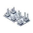 © Anak - Isometric Industrial Facility with Towers and Chimneys.