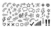 © Hussnain - A collection of various emoticon symbols and icons including stars, arrows, and speech bubbles are scattered across the digital illustration.