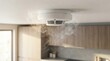 © Yasmin - Smoke detector on ceiling with smoke in a modern kitchen.
