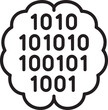 © Alamin - Human head profile icon filled with binary code numbers symbolizing data processing and digital intelligence computing concepts