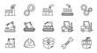 © Nilam - Industrial manufacturing and factory production line icons and symbols.