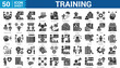 © Jackcuan - Training  glyph style icon set collection editable stroke concept of, practice, seminar, team building, office materials, personal growth, internship, simulation, and more. Illustration Eps 10