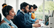 © P2000/peopleimages.com - Telemarketing, computer and man in office, help desk and communication with advice. Employees, consulting and people with pc, coworking and contact us with conversation, internet and customer support