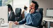 © P2000/peopleimages.com - Call center, smile or man in office with headset, contact us or communication in customer service. Happiness, coworking or consultant in agency with tech, advisory or telecom in client assistance.