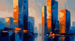 © Avra - Cityscape illustration with skyscrapers and vibrant colors, captured from a low viewpoint Whisk_387bee9ad323c7a996d4566a62e3efa2dr.eps
