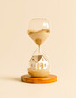 © Ina Krel - Hourglass with a miniature house inside symbolizing time and real estate investment.