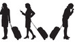 © TAIFUR - Women travelers with suitcases on the move, silhouettes with mobile phones... featuring traveler, woman, business with trip and journey elements for luggage, suitcase projects, clean composition on