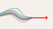 © YourStock - Abstract colorful wavy lines converge into a singular red arrow pointing right symbolizing progress direction and data flow against a neutral background representing forward movement and strategy