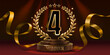 © hobbitfoot - Golden number 4 award with laurel wreath and stars on a winners podium.