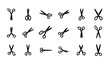 © Sabbir - Open Scissors Silhouette Icon Set Minimal Black Scissors Logo Vector Collection