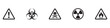 © Jeremy_Show - Warning and hazard icons set. Biological, radioactive, toxic, flammable, and attention signs. Vector Illustration.