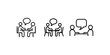 © MstPoliAkther - Two people icons sitting at table having conversation business meeting discussion chat dialog icon set with speech bubbles isolated on white background vector illustration