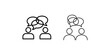 © MstPoliAkther - Two people icons with multiple overlapping speech bubbles conversation dialog group chat communication idea exchange symbol set isolated on white background vector