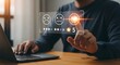© Aitab - A person rating a service with five stars on a digital platform using a laptop