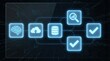 © shornagraphiclab - Modern data management and analysis concept with glowing icons