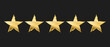 © Olena - Five gold stars on dark background, Rating golden stars icons, Top quality concept, Vector illustration.