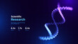 © ec0de - Futuristic DNA Computing Concept with Abstract Double Helix Formed by Digital Particles. Genome Data Science and Artificial Intelligence Innovation Background. Vector Illustration