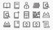 © Iconic Store - Education and literature line icon collection. Includes book, reading, learning, research, and study symbols. Created in linear style with black color isolated on Transparent Background
