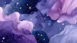 © HanabiCreative - Abstract Watercolor Sky with Gold Stars Illustration in Purple and Blue Hues for Backgrounds and Decorative Purposes