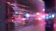 © fotofabrika - Colorful code lines move on a screen in a dimly lit space at night
