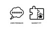 © SM - Business concept icons for user feedback with star ratings and market fit represented by a puzzle piece assembly.