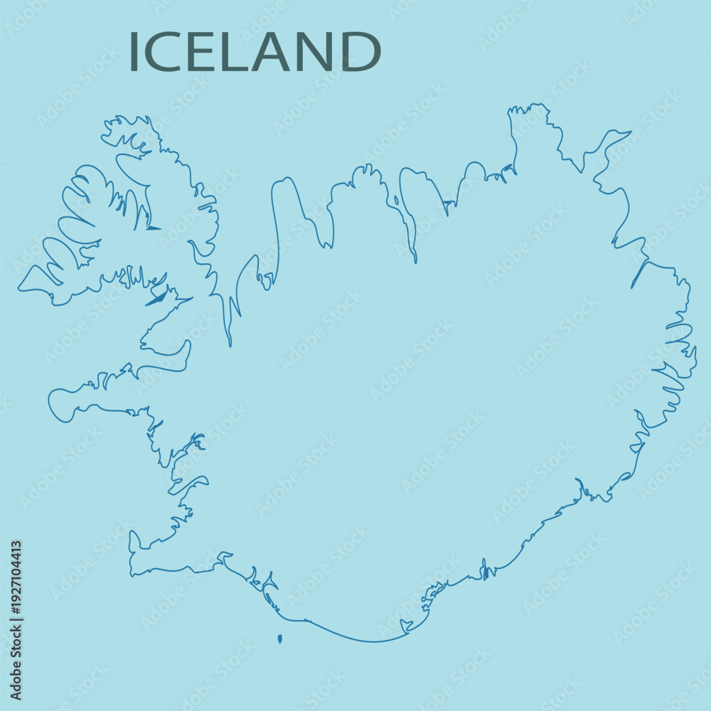 Outline Simple Map of Iceland Stock Vector | Adobe Stock