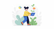© Rangga - Person holding laptop near growing plant, with chart graphic