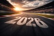 © Cre-AI-Tor  - The Year 2026 Painted on a Racing Track at Sunset