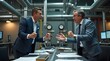 © Nathan - Two men in business suits engage in a heated discussion in a modern office space, showcasing tension and debate.