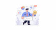 © Arzan - Businessman holding a lit lightbulb surrounded by business charts and graphs