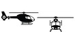© Md - Two views of a helicopter side and front in black silhouette
