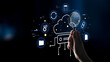 © InfiniteFlow - A cloud storage and data synchronization service ecosystem. A concept of cloud computing for file storage, backup, and sharing across devices. Motif