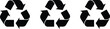 © rabbivay - Three black recycling symbol icons arranged horizontally representing reuse and environmental sustainability on transparent background silhouette high quality professional detailed modern