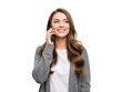 © MAN PNG  - Young woman talking on phone isolated on transparent background