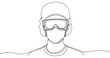 © supplement - Minimalist line art of person wearing mask and goggles. No editable stroke