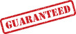 © designboundary - A bold red GUARANTEED rubber stamp assures quality and reliability on a simple white backdrop