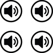 © JESMIN - Four identical speaker icons arranged in a square formation with black outlines and white backgrounds