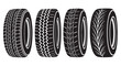 © Mostafizur - Four different car tires with unique tread patterns on Transparent Background for automotive industry