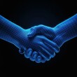 © SM - Digital Wireframe Hands Shaking in Agreement