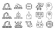 © charli - Collection of robotic machinery and artificial intelligence illustrations showcasing technology and innovation in industrial automation from a technical viewpoint