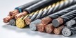 © NovaVision - Close-up view of various electrical and industrial cables with exposed copper and aluminum wires