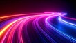 © Elit studio - Neon light streaks curving dynamically with glow, black background