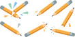 © Ismail - Broken pencil illustrations set showing mistakes, learning process, creativity challenges, and school stationery concepts illustrated in playful modern flat vector style