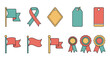 © Jawad - Comprehensive vector illustration set featuring flags, ribbons, badges, and a variety of colorful label tags.