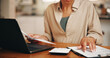 © OnPoint/peopleimages.com - Woman, hands and document in apartment with laptop, calculator and administration for utility bills. Person, paperwork and computer in home with financial planning, household expense and tax return.