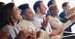 © Kobus Louw/peopleimages.com - Seminar, audience and business people with applause for goal, success or target at workshop. Conference, excited and crowd clapping for celebration, achievement or excellence with support in office