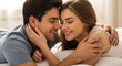 © musang - A tender moment between a smiling couple on a bed
